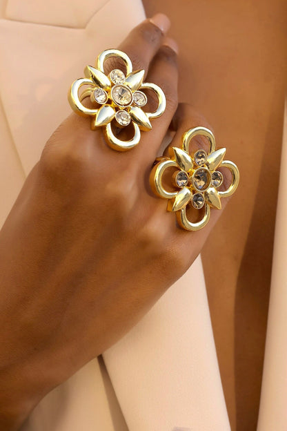 Floral Pearl Swarovski Ring 