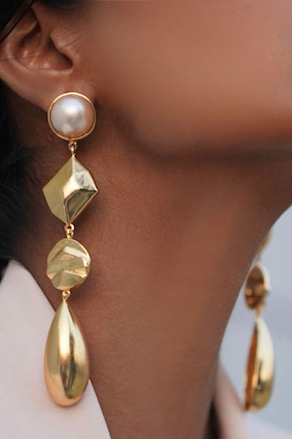 Pearl Embellished Dangler Earrings 