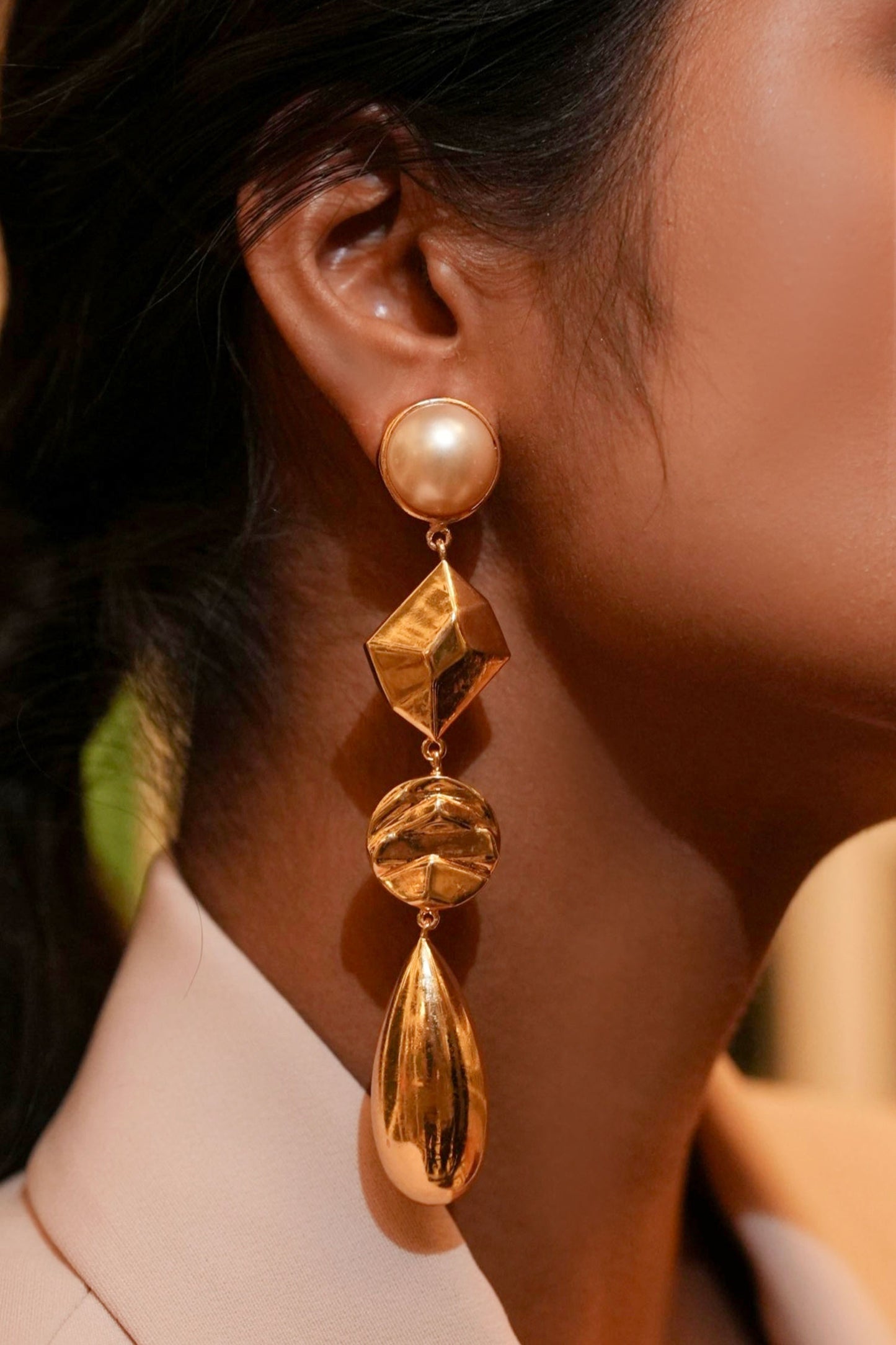 Pearl Embellished Dangler Earrings 