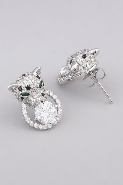 Diamond Studded Tiger Earrings 