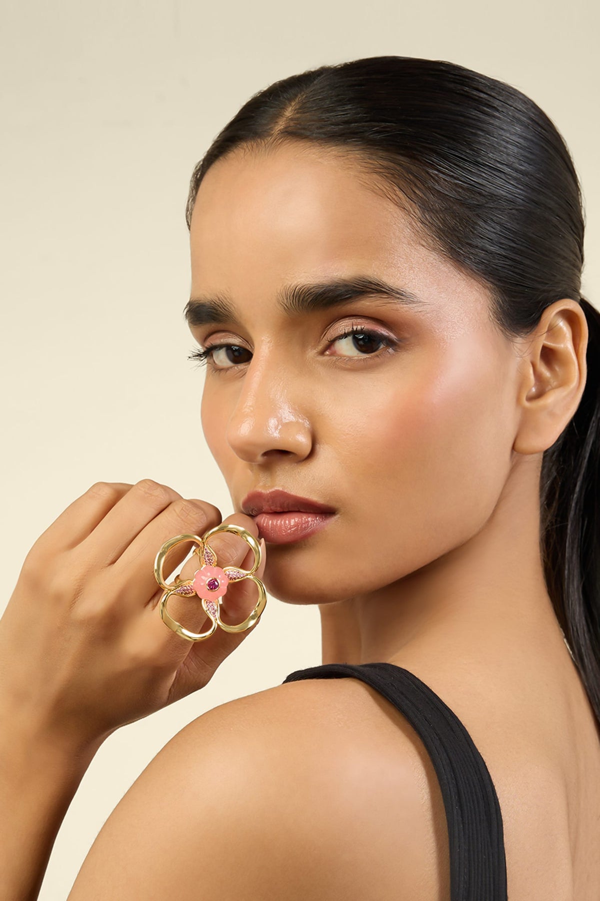 Rosé Fleur 18K Gold Plated Ring 
