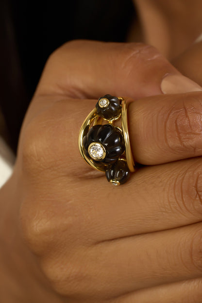 Noir Luxe 18K Gold Plated Ring 