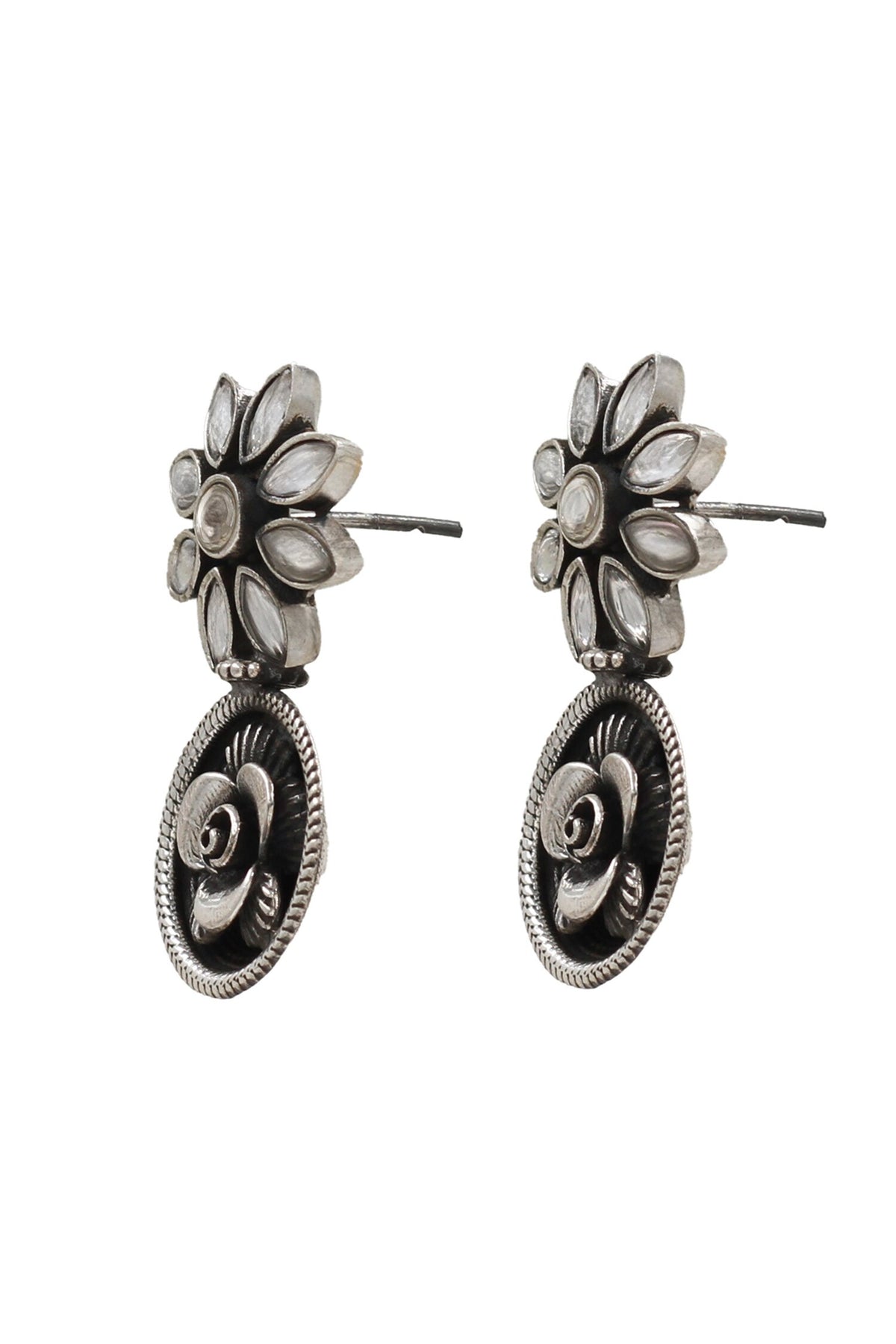Kundan Silver Handcrafted Earrings 