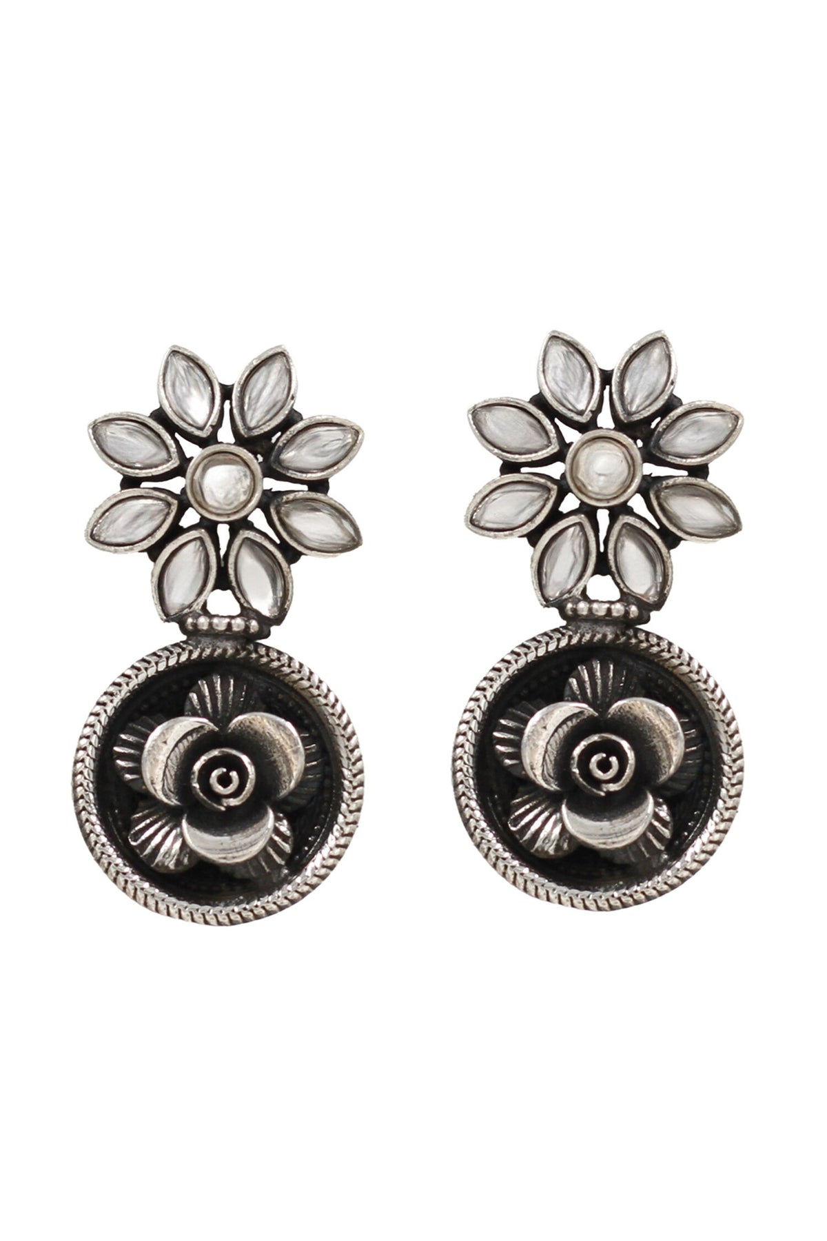 Kundan Silver Handcrafted Earrings 