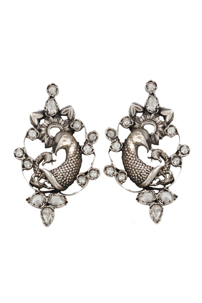 Handcrafted Silver Kundan Stud Earrings 