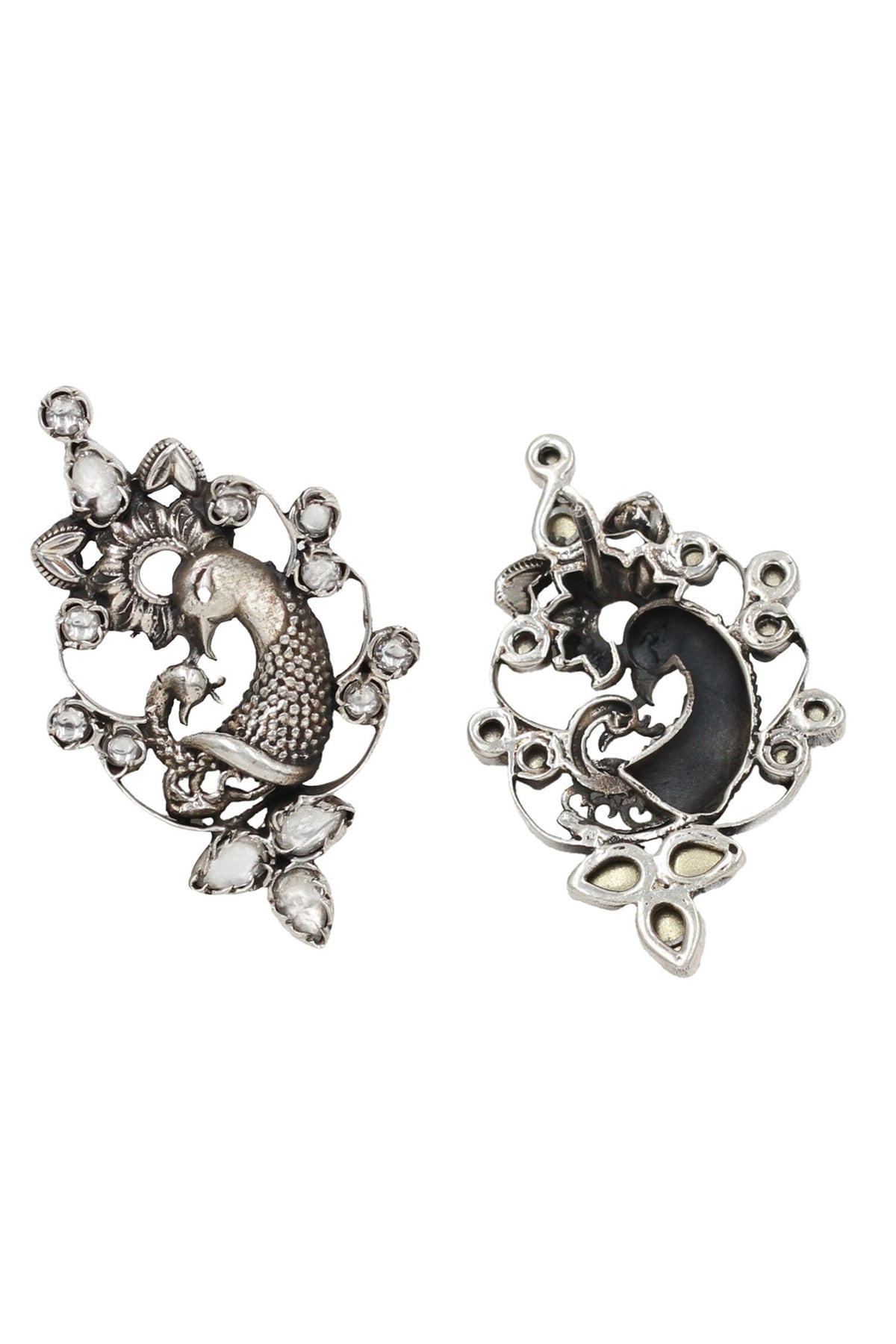 Handcrafted Silver Kundan Stud Earrings 