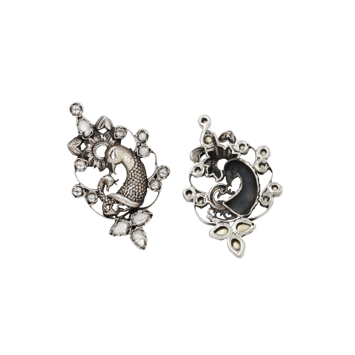 Handcrafted Silver Kundan Stud Earrings 