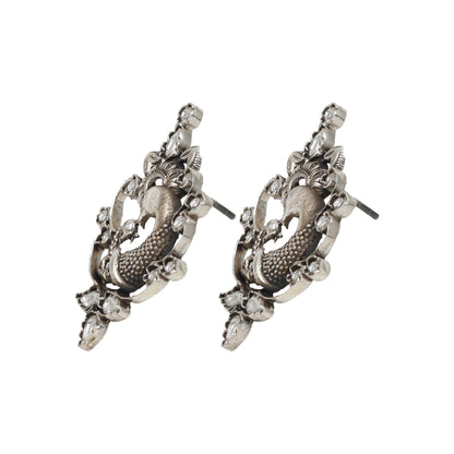 Handcrafted Silver Kundan Stud Earrings 
