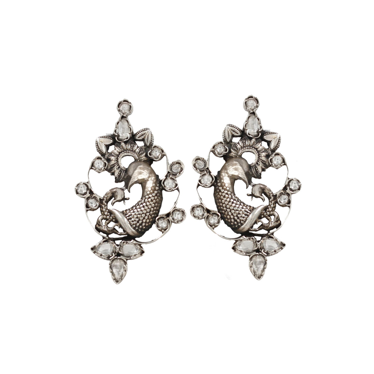 Handcrafted Silver Kundan Stud Earrings 