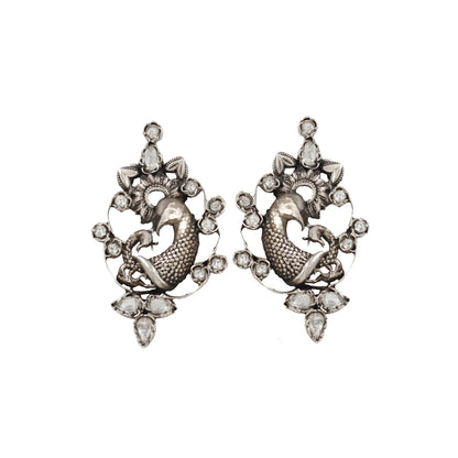 Handcrafted Silver Kundan Stud Earrings 