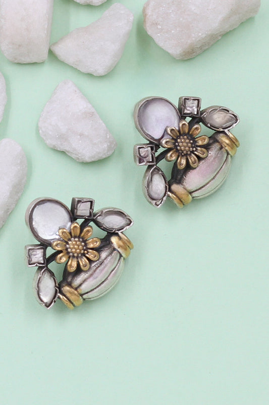 Designer Silver Handcrafted Stud Earrings 