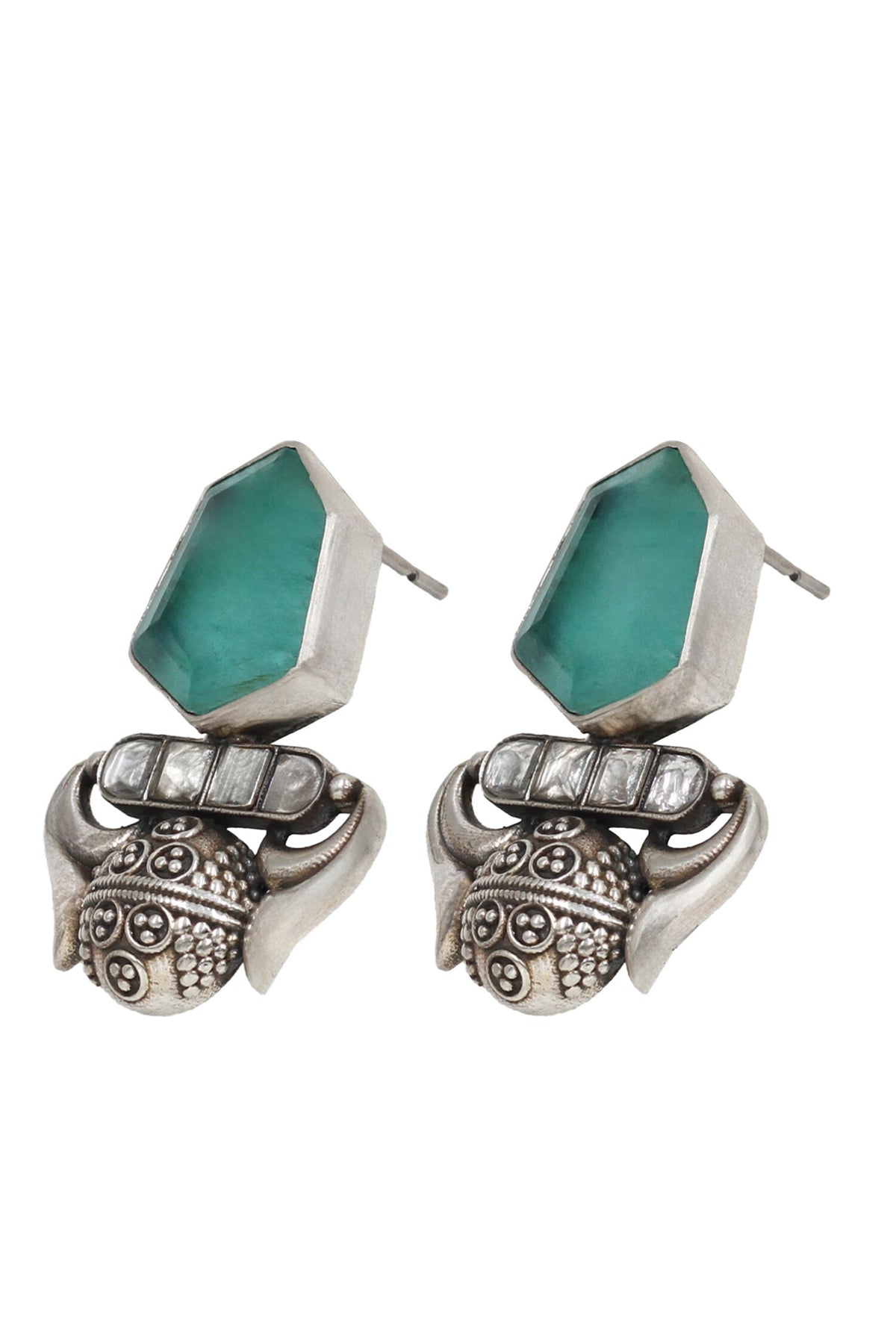Handcrafted Silver Onyx Danglers 