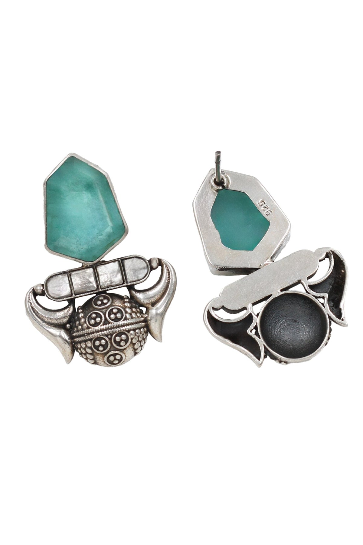 Handcrafted Silver Onyx Danglers 