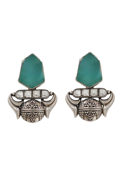 Handcrafted Silver Onyx Danglers 