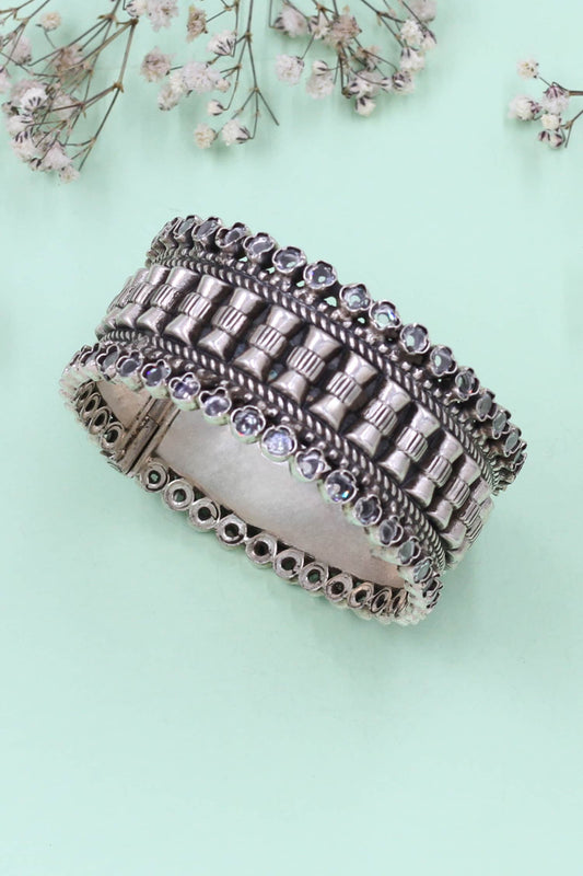 Designer Silver Kundan Bangle 