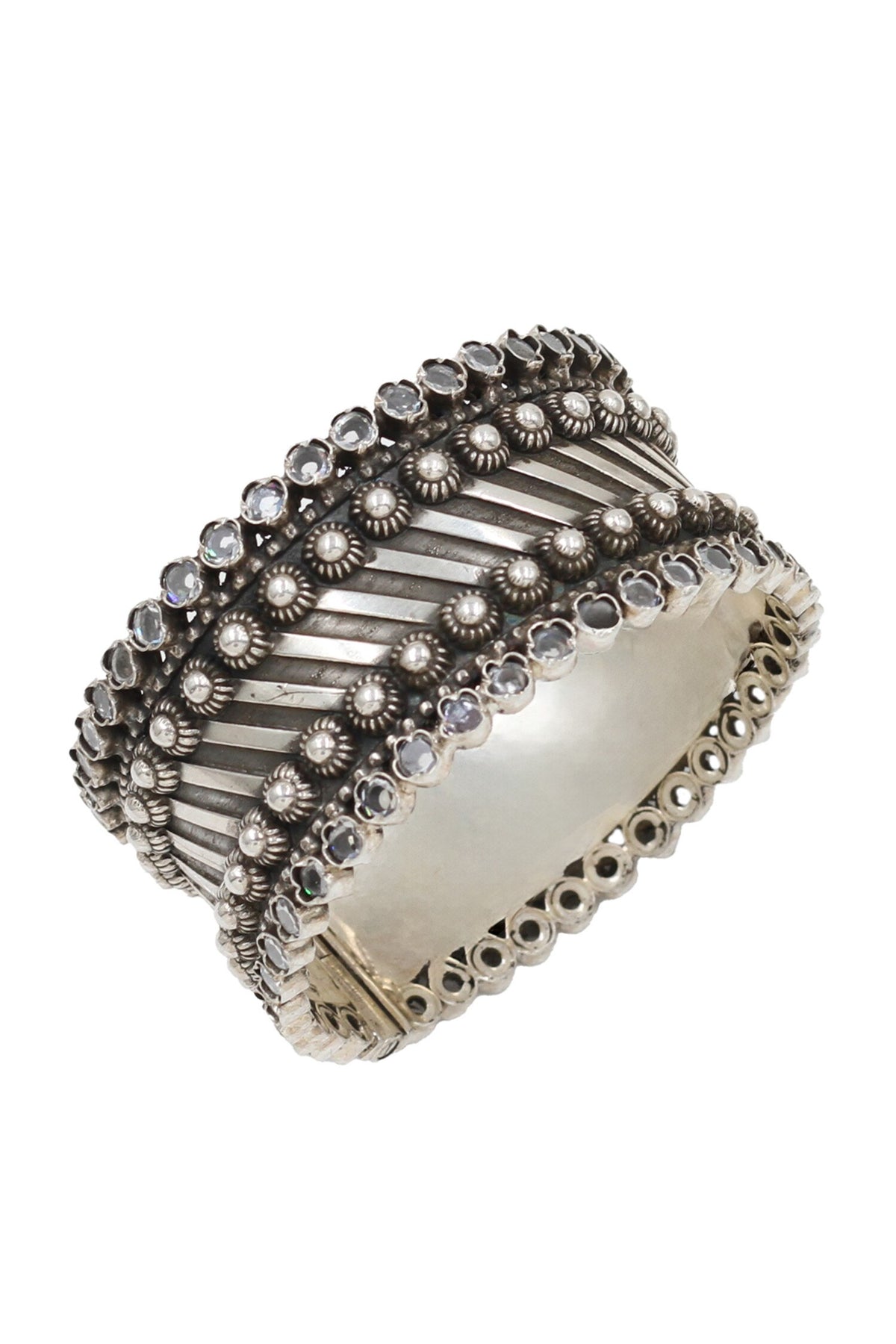 Timeless Silver Kundan Bangle 