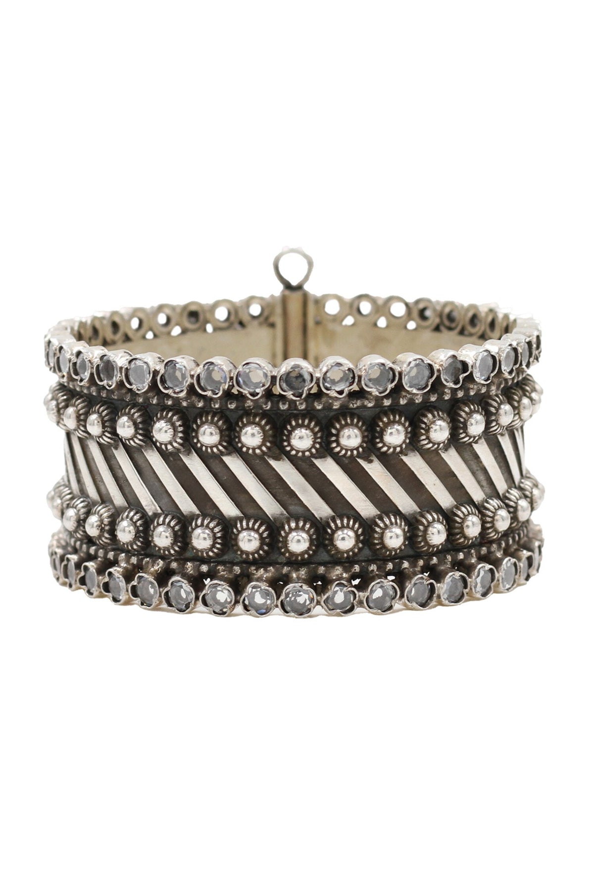 Timeless Silver Kundan Bangle 