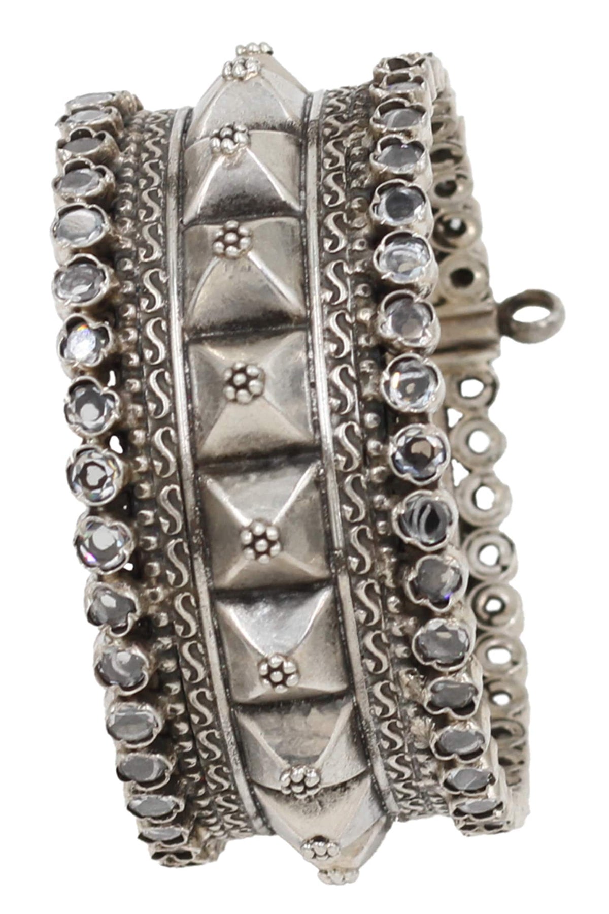Handcrafted Silver Kundan Bangle 