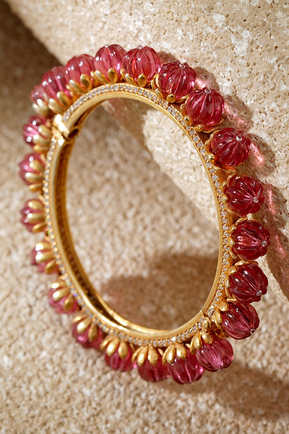 Ruby Pink Silver Bangle 