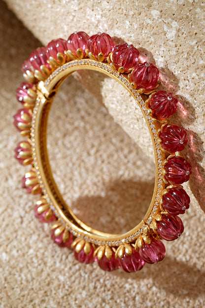 Ruby Pink Silver Bangle 