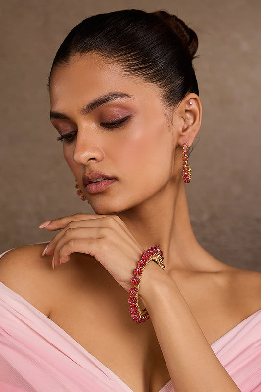 Ruby Pink Silver Bangle 