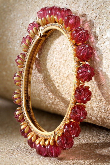 Ruby Pink Silver Bangle 