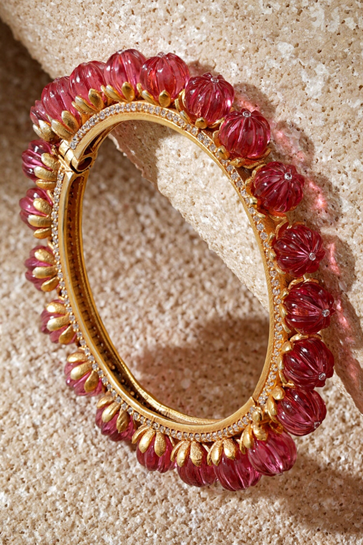 Ruby Pink Silver Bangle 