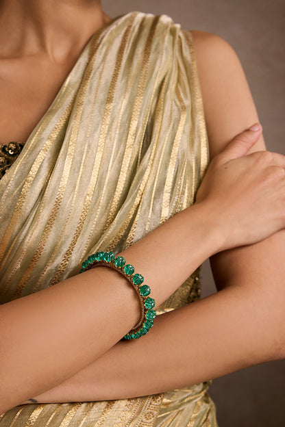 Emerald Silver Bangle 