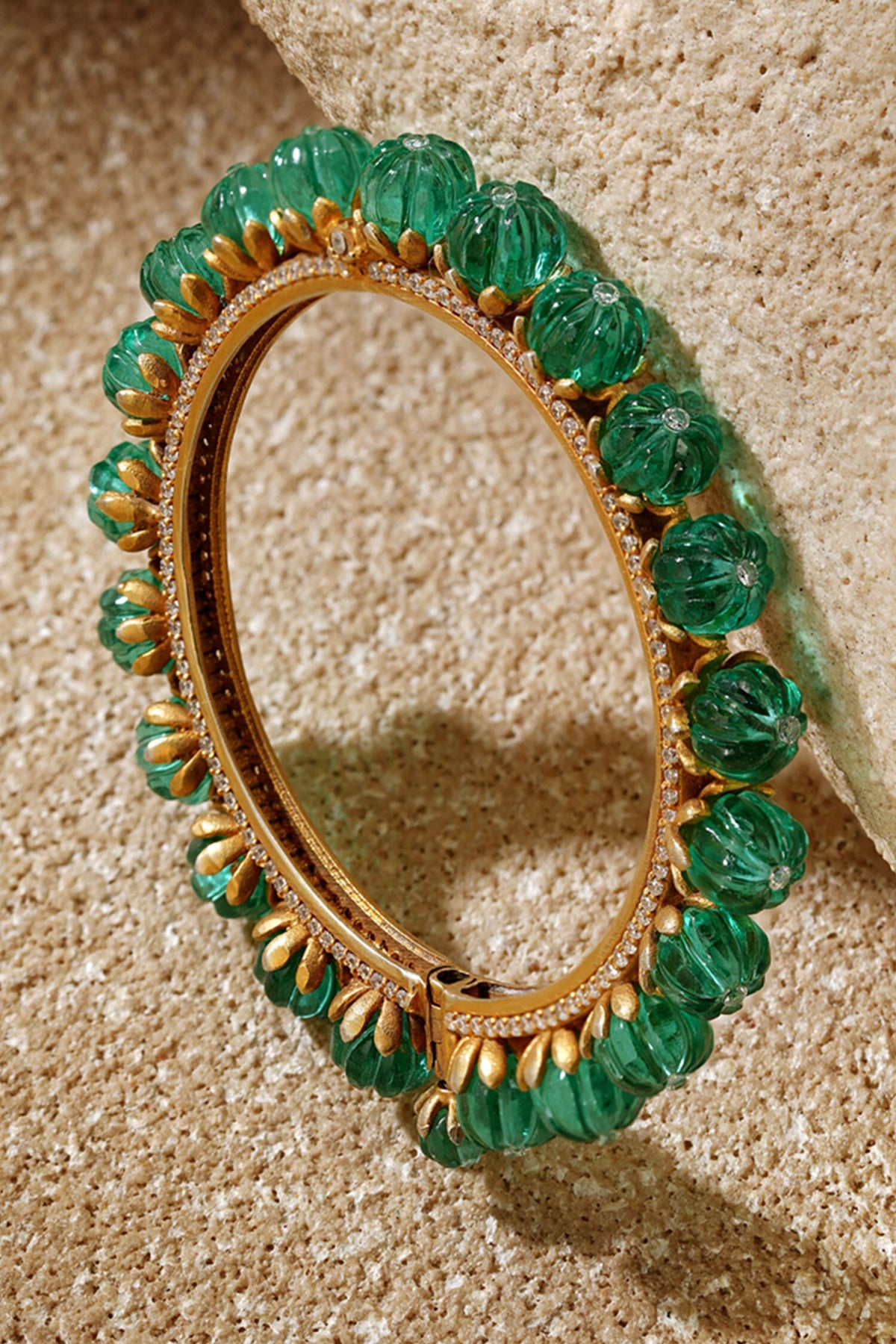 Emerald Silver Bangle 