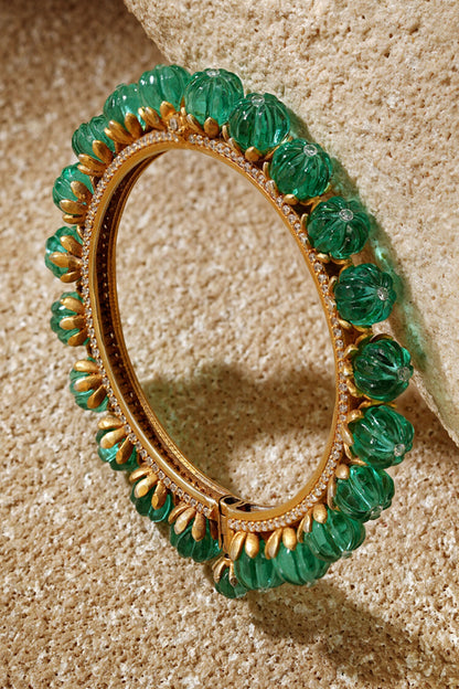 Emerald Silver Bangle 