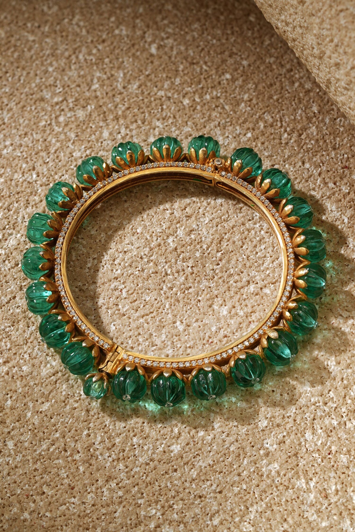 Emerald Silver Bangle 