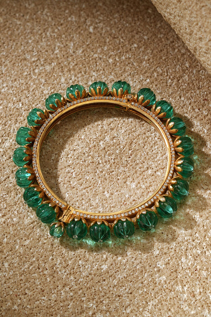 Emerald Silver Bangle 