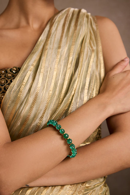Emerald Silver Bangle 