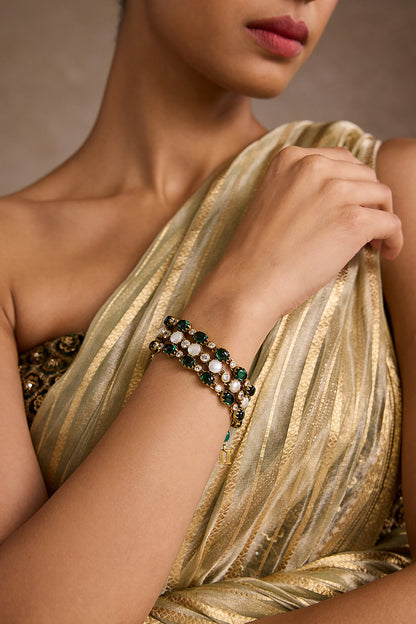 Emerald Melon Silver Bangle 