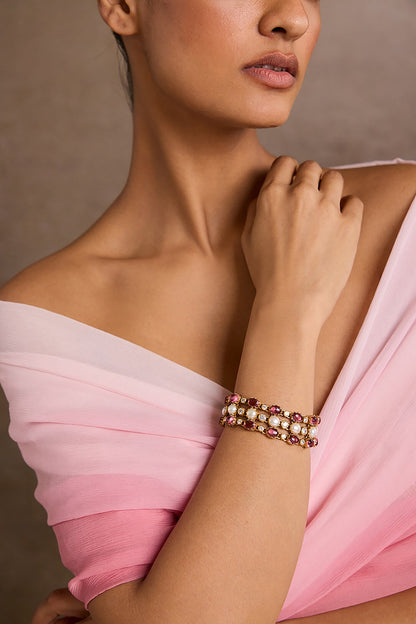 Ruby Pink Silver Bangle 