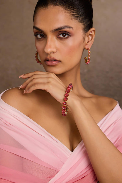 Ruby Pink Hoop Earrings 