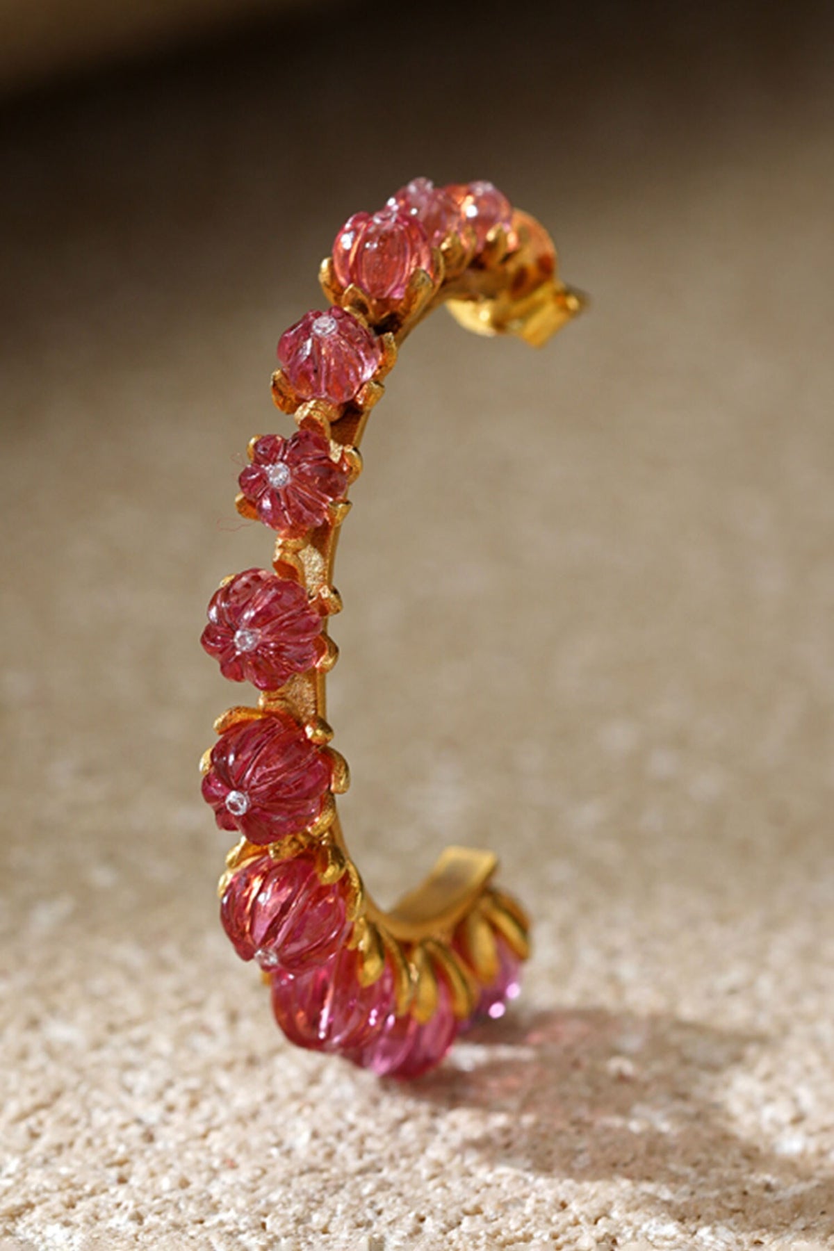 Ruby Pink Hoop Earrings 