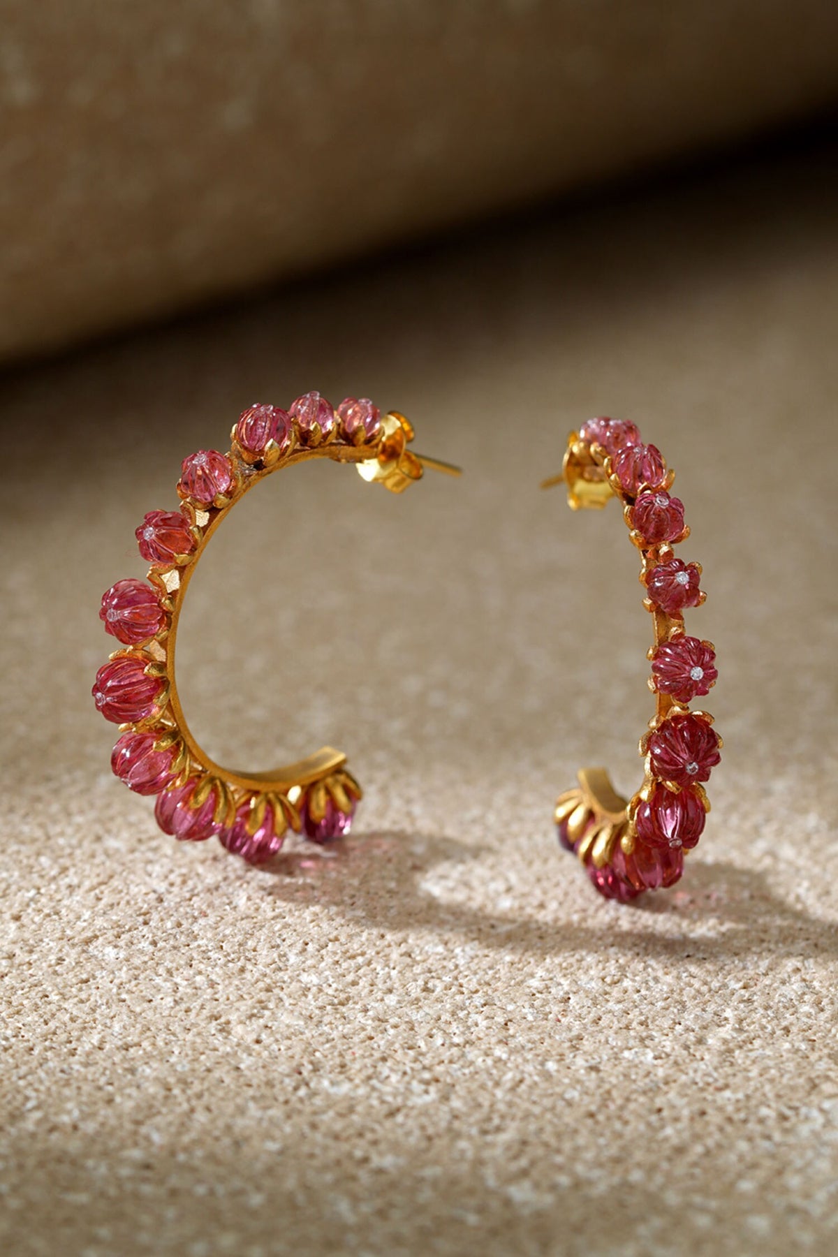 Ruby Pink Hoop Earrings 
