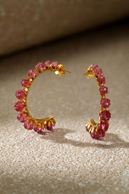 Ruby Pink Hoop Earrings 