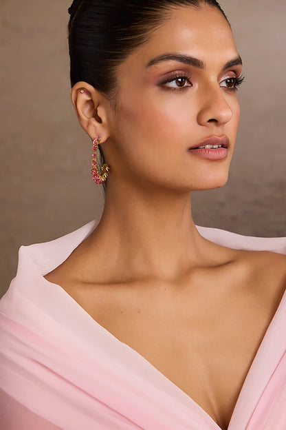Ruby Pink Hoop Earrings 