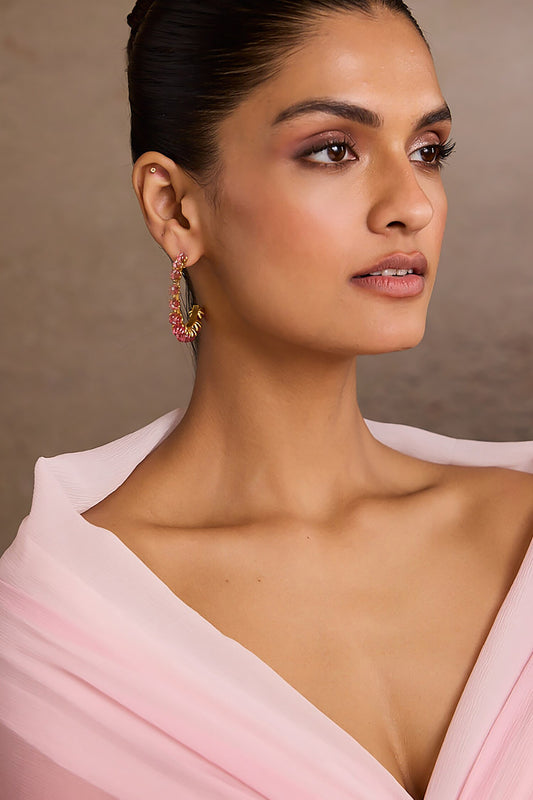 Ruby Pink Hoop Earrings 
