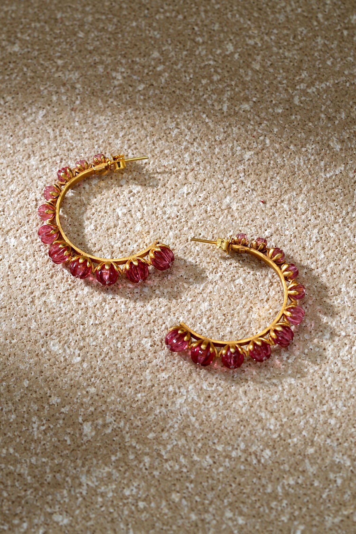 Ruby Pink Hoop Earrings 