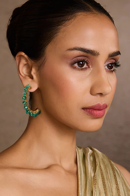 Emerald Hoop Earrings 