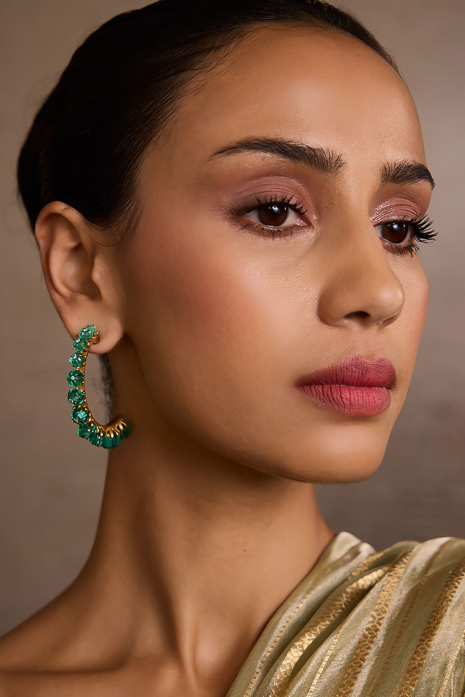 Emerald Hoop Earrings 
