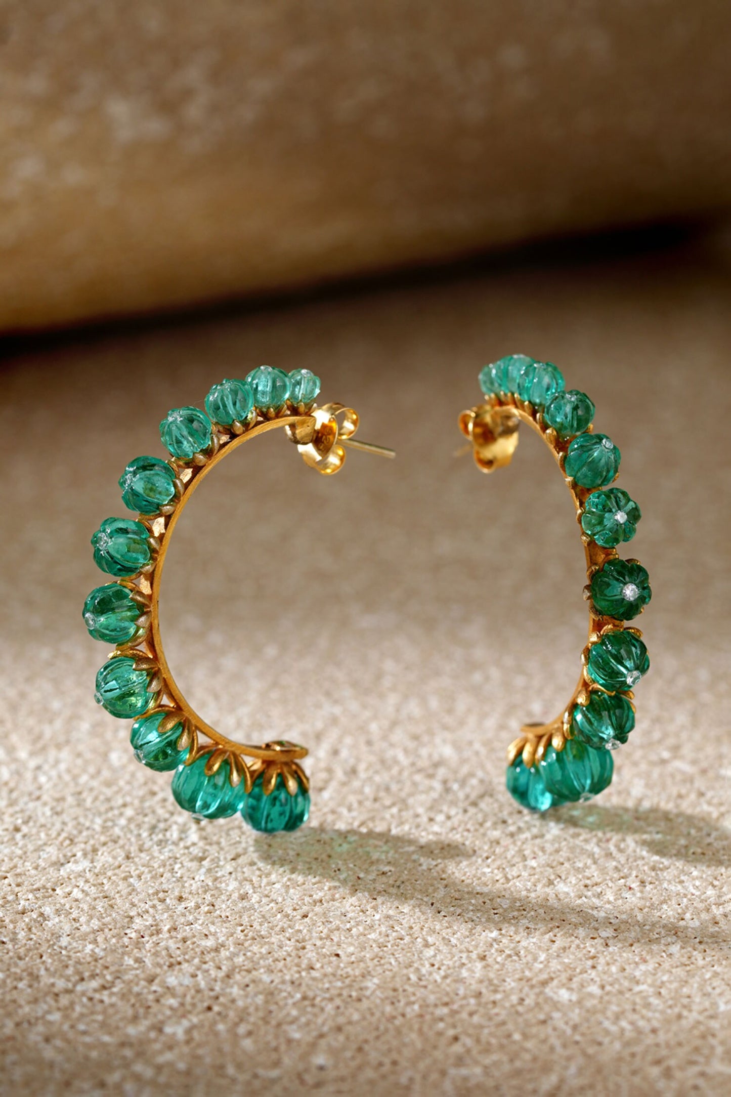 Emerald Hoop Earrings 