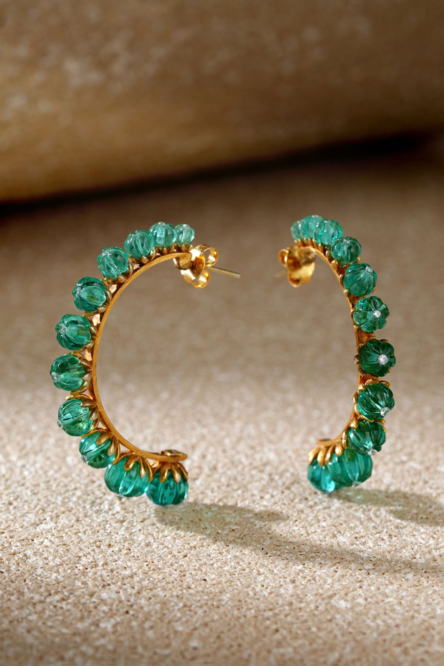 Emerald Hoop Earrings 