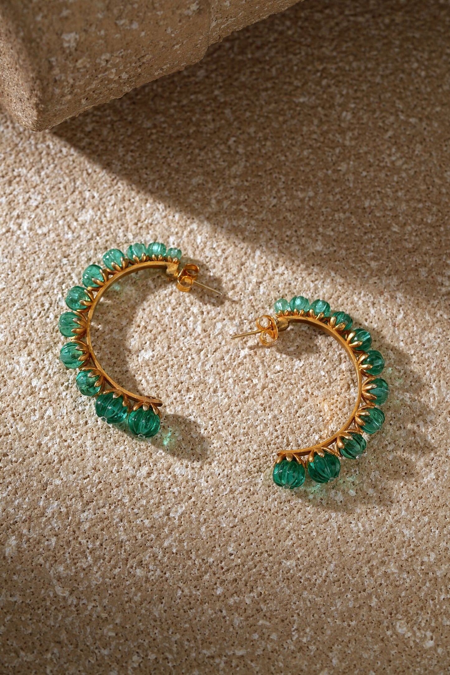 Emerald Hoop Earrings 