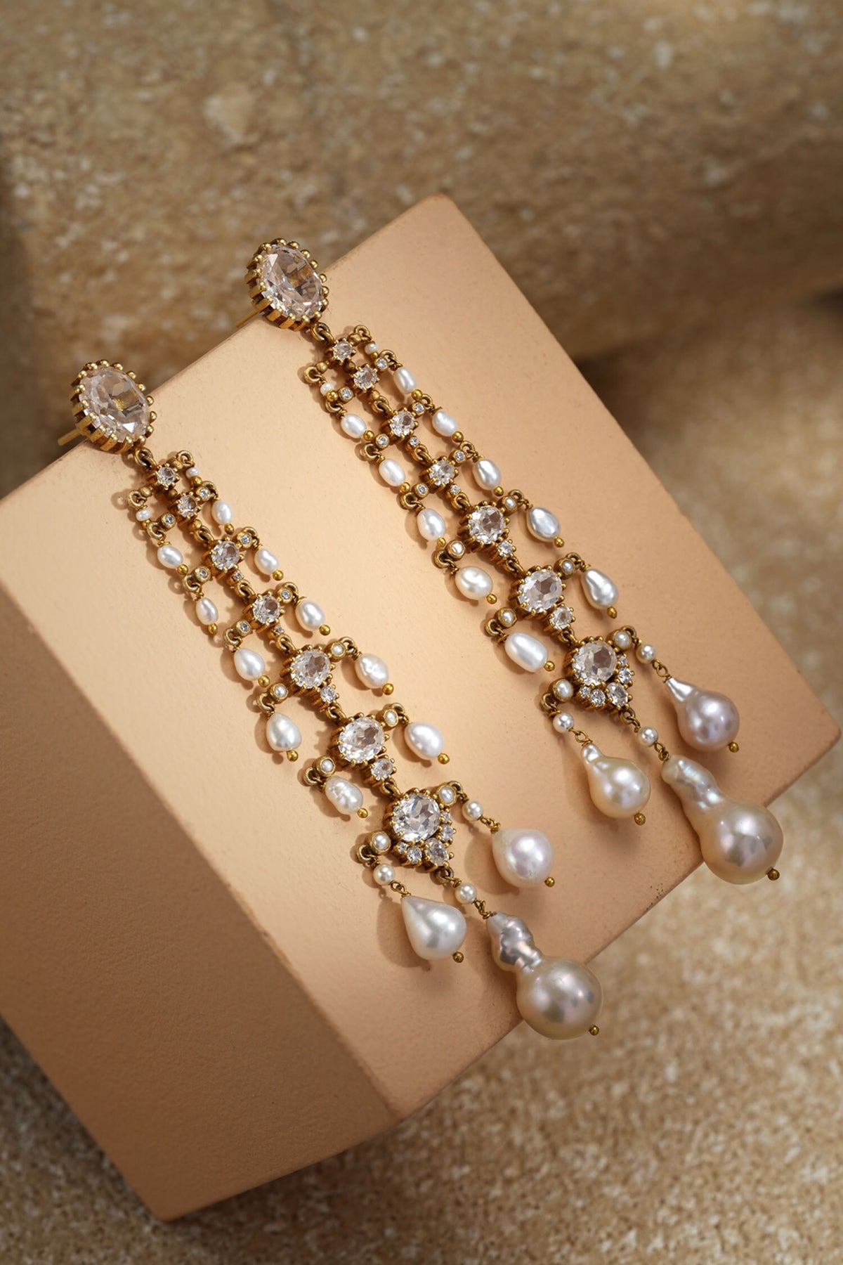 Gold Pearl Silver Studs Earrings 