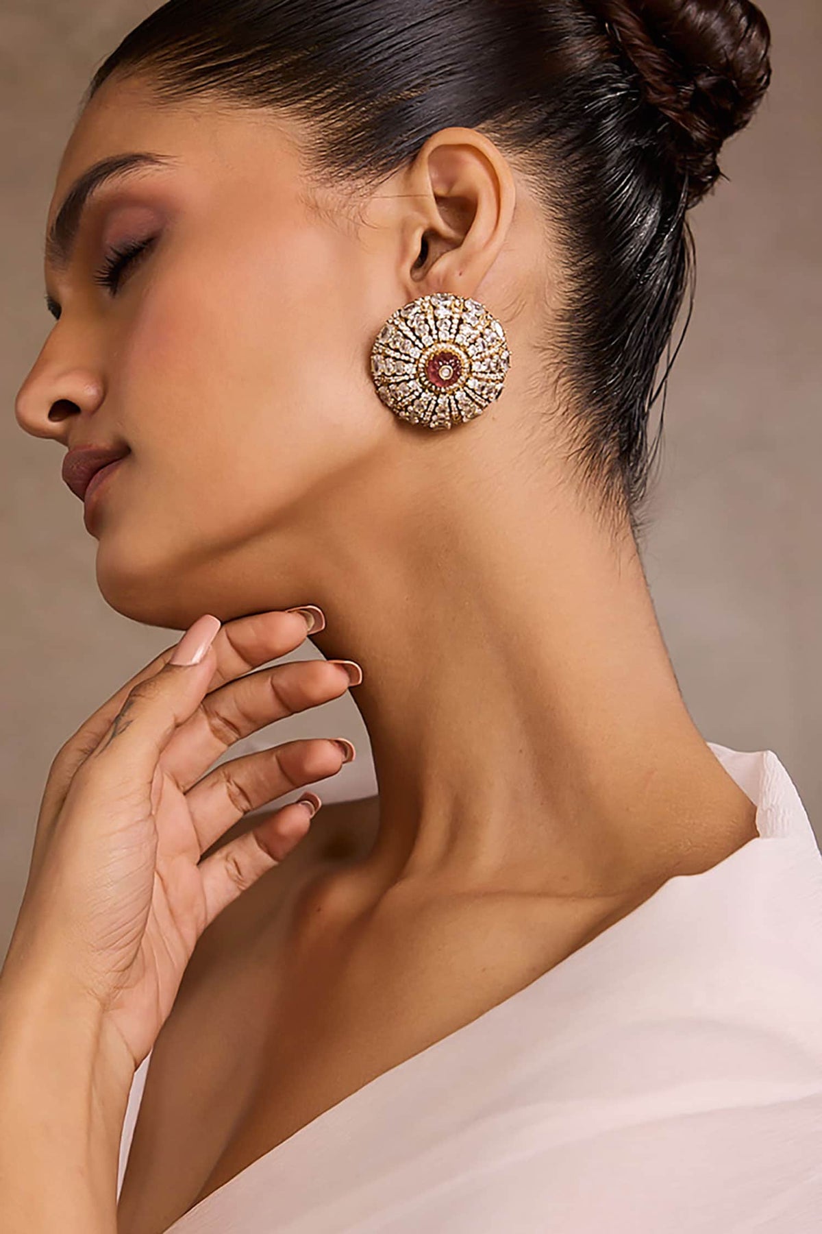 Ruby Pink Diamond Studs Earrings 