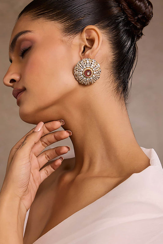 Ruby Pink Diamond Studs Earrings 